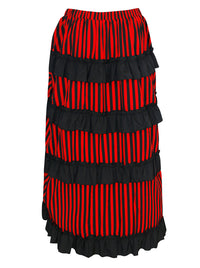 Steampunk Vintage Stripe Ruffles High Waist Irregular Skirt Cosplay Costume Back View