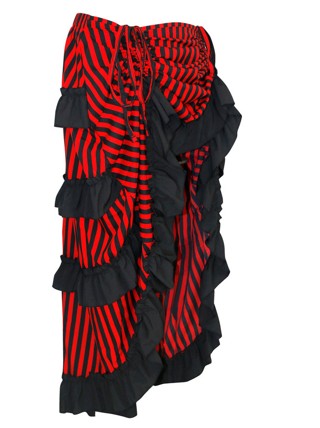 Retro Renaissance Stripe Ankle Length Asymmetrical Skirt Vampire Costume Detail View