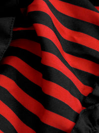 Victorian Gothic Stripe High Waist Ankle Length Hippie Skirt Red and Black Detail View
