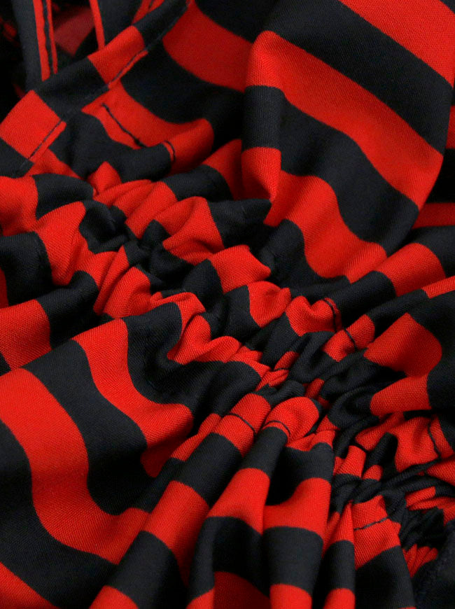 Steampunk-themed Stripe Ruffles Elastic Waist Long Masquerade Skirts Detail View