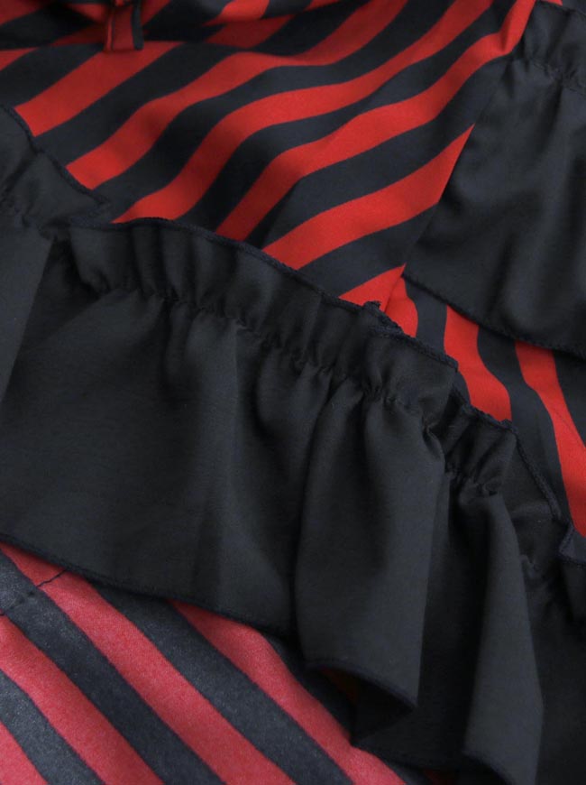 Vintage Retro Stripe High Waist Cyberpunk Skirt Pirate Costume Detail View