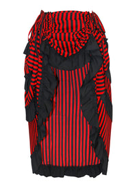 Steampunk Gothic Stripe High Low Cyberpunk Skirt Black/Red Main Image