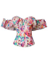 Charmian Women's Vintage Victorian Off Shoulder Ruffle Overbust Lace Up Corset Multicolored Main Image