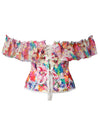 Renaissance Off Shoulder Ruffle Corset Tops Back View