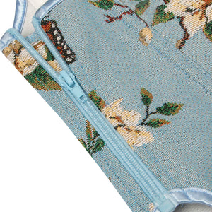 Vintage Floral Cami Boned Push Up Waist Cincher Overbust Corset Crop Top Detail View
