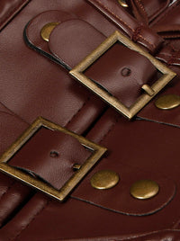 Gothic Retro Leather Cyperpunk Halloween Brown Shrugs for Women Detail View