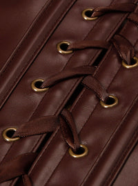 Steampunk Vintage PU Leather Punk Pirate Costume Accessories Shoulder Shrug Armor Detail View
