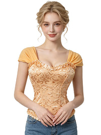 Top de corsé victoriano, corsé con varillas, corsé de mujer con cordones (vista del modelo)