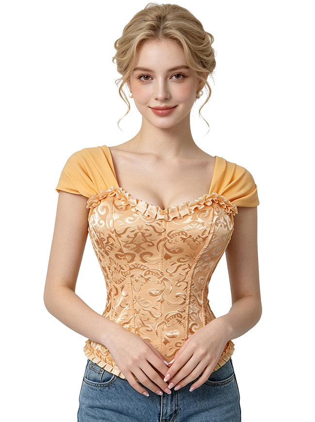 Top de corsé victoriano, corsé con varillas, corsé de mujer con cordones (vista del modelo)