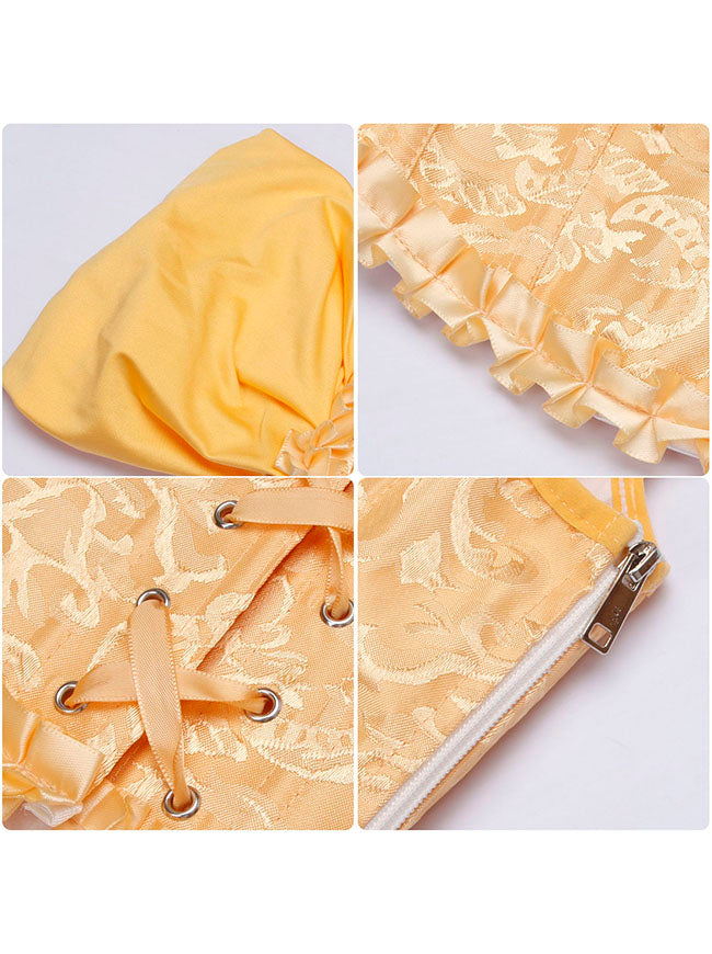 Corsé amarillo de cuento de hadas para fiestas de Halloween (Vista detallada)