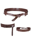 Charmian Mens Medieval Viking Faux Leathe Waistband Embossing Waist Belt Dark Brown Main Image