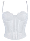 Charmian Women's Y2K Lace Mesh Boned Bustier Corset Top with Spaghetti Straps White Main Image