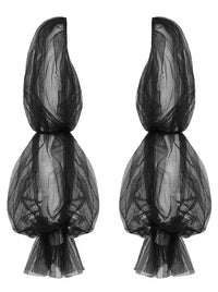 Charmian Women's Long Fingerless Sheer Gloves Detachable Mesh Tulle Sleeves Black Main Image