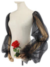 Black Tulle Detachable Puff Sleeves Model View