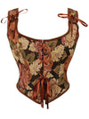 Charmian Women Renaissance Floral Overbust Corset Top Bustier Bodice with Zipper Brown Main Image