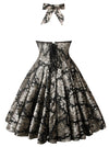 Halter Floral Print Flared A-Line Swing Rockabilly Corset Dress Back View