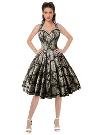 Gothic Retro 1950er Jahre ärmelloses Kleid Modellansicht