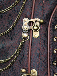 Elegant Retro High Quality Lady Halloween Pirate Halloween Brocade Punk Lace Up Underbust Corset Tops Detail View