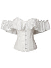 Charmian Women's Vintage Victorian Off Shoulder Ruffle Overbust Lace Up Corset White Main Image