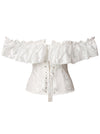 Off Shoulder Ruffle Overbust Corset Tops Back View