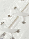Woman White Lace Up Bustier Top Detail View