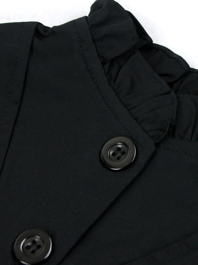 Gothic Vintage High Neck Long Sleeve Button Down Jacket Coat