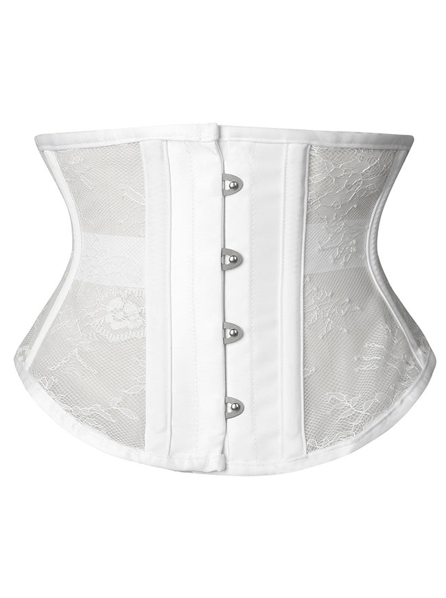 Women's Floral 8 Steel Boned Mesh Lace Waist Cincher Underbust Corset Main Image