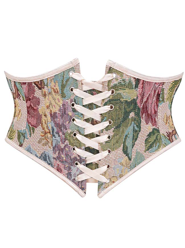 Charmian Women's Renaissance Vintage Floral Lace Up Corset Waist Belt Purple Main Image