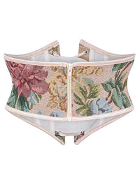 Floral Print Zipper Waist Cincher Belt Decorative Corsets Detail View