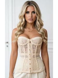 Floral Lace Sheer Bustier Corset Top for Women Back View