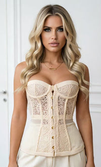 Floral Lace Sheer Bustier Corset Top for Women Back View