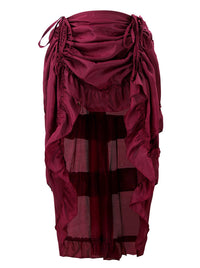 Steampunk Gothic Victorian Cyberpunk High Low Ruffle Skirt Wine Red Main Image