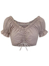 Charmian Women's Vintage Off Shoulder Short Sleeve Shirt Blouse Crop Top Grey Main Image