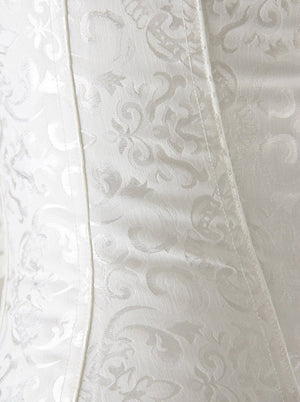 Women's Fashion Satin Laces Boned Waist Cincher Overbust Corset Bustier White Detail View