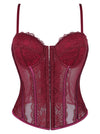 Charmian Women's Y2K Lace Mesh Corset Top with Adjustable Straps Burgundy Main Image
