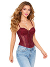 Red Lace See Through Corset Bustier Top Side View