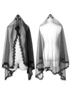 Elegant All-match Mysterious Women Black Lace Punk Wedding Veil Front and Back View