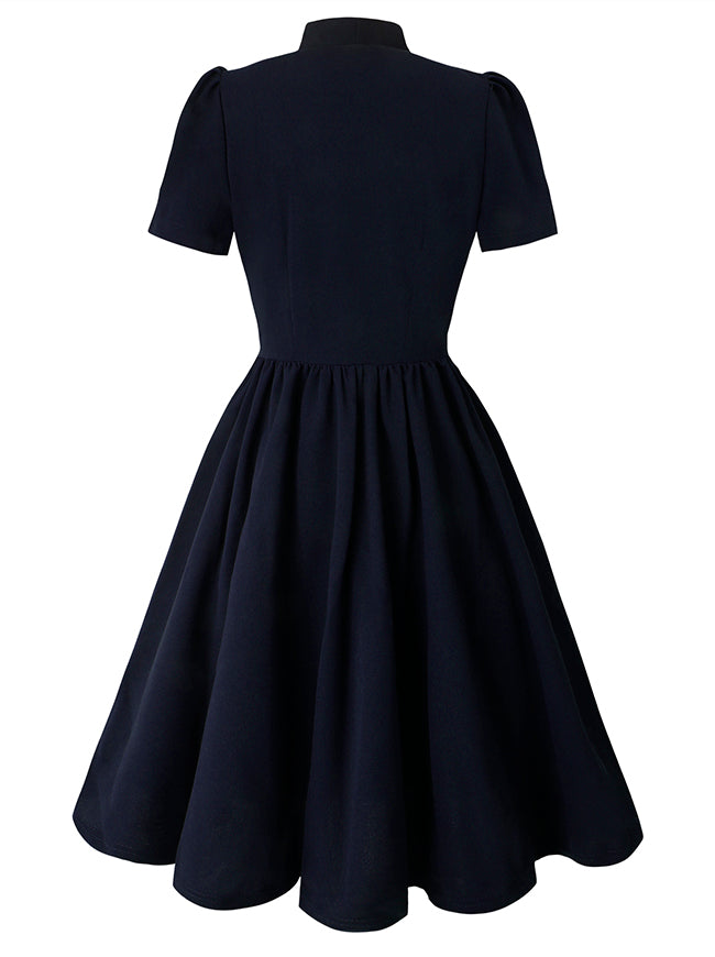 1950s Vintage Business Casual Office Work A-Line Dress Black / M/Fit Bust: 34.6''-36.6'', Fit Waist: 29.1''-31.1'' 1950s Vintage Business Casual Office Work A-Line Dress Black / M/Fit Bust: 34.6''-36.6'', Fit Waist: 29.1''-31.1''