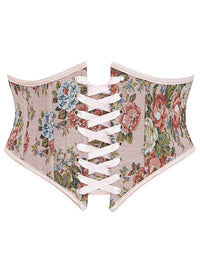 Charmian Women's Renaissance Vintage Floral Lace Up Corset Waist Belt Pink Main Image