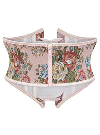 Floral Print Wide Structured Corset Belts Lace-Up Corset for Dress Detail View