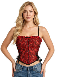 Renaissance Brocade Lace-Up Overbust Corset Boned Bustier Top Model View