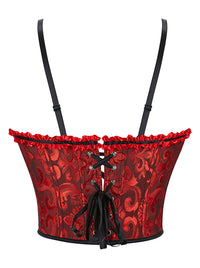 Women Victorian Floral Short Front Busk Corset Top Detail View