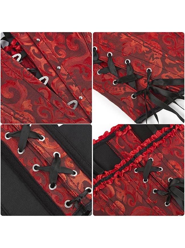 Ren Faire Ruffles Trim Costume Corset Vest Detail View
