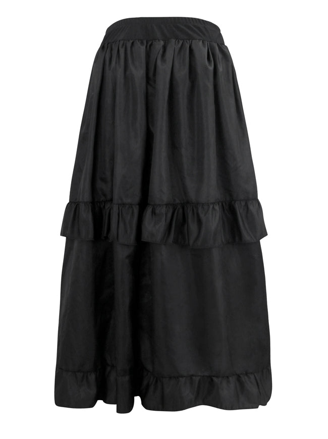 Steampunk Retro Elastic Ruffled Irregular High Low Party Skirt Back View