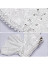 Corsé de cosplay renacentista, corsé jacquard burlesque con mangas (vista detallada)
