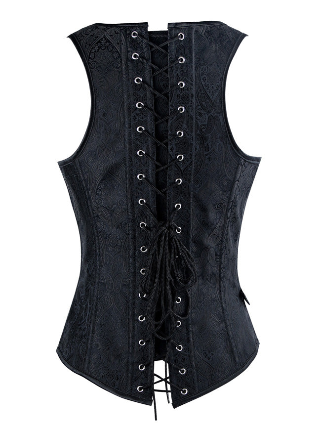 Steampunk temalı çiçəkli brocade bel arıqladan alt büstqalter korseti