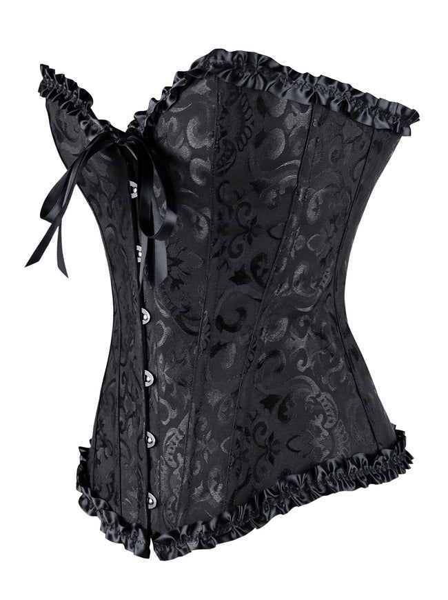 White Brocade Front Lace Double Bone Steampunk Gothic Waist Training U White Brocade Front Lace Double Bone Steampunk Gothic Waist Training U