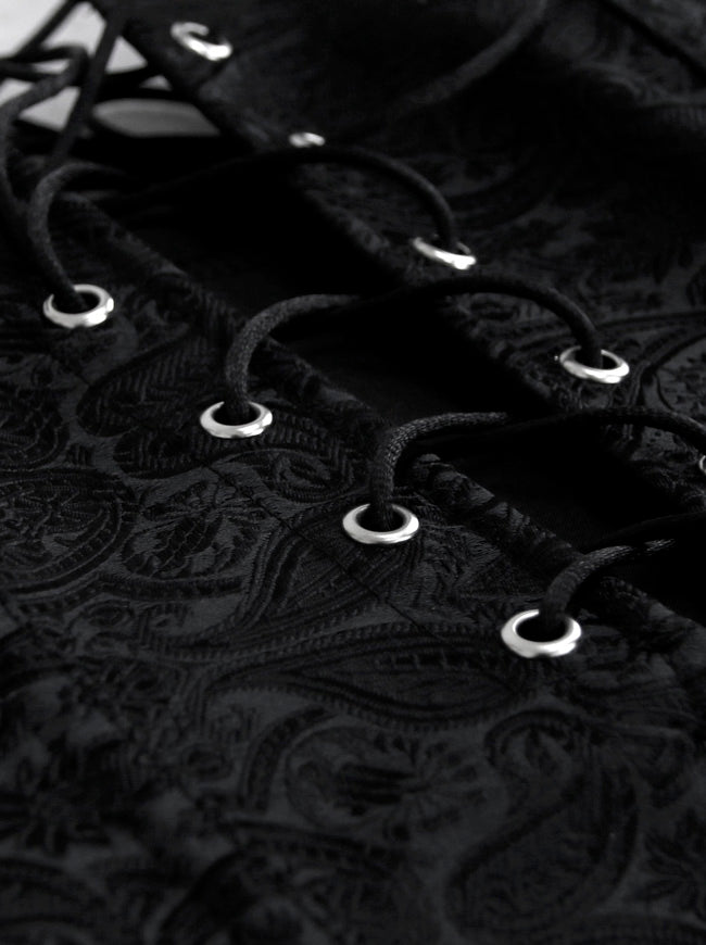 Klassinen vintage pitsi ylös Jacquard-renessanssivyö liiallinen korsetti topit yksityiskohta