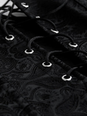 Classique Vintage Lace Up Jacquard Renaissance Vest Overbust Corset Tops Vue détaillée