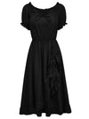 Charmian Women's Renaissance Style Off Shoulder Puff Sleeve Maxi Dress with Drawstring Hem Black Main Image